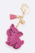 Rhinestone Piggy Pillow Key Chain
