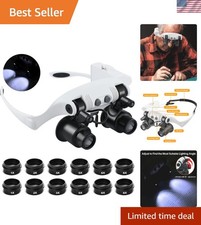 Ergonomic Magnifying Glasses with Adjustable LED Light - 1X to 8X Magnification