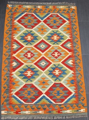 Afghanischer/Türkischer Kelim Teppich, Flachgewebeteppich, Handgewebter Wollteppich, Größe 154x104 CM