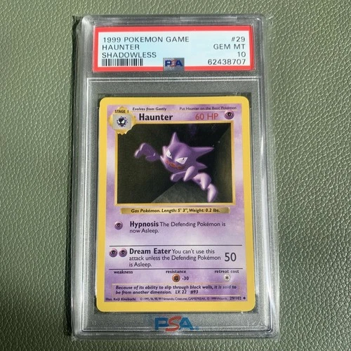 1999 POKEMON BASE SET SHADOWLESS #29 HAUNTER PSA 10 29/102