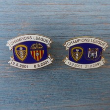 2 Leeds United  Enamel  Pin Badges 2001 Champions League