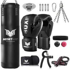 Punching Bag for Adults, 4ft Heavy Boxing Bag Set with 12 OZ Gloves for MMA K...