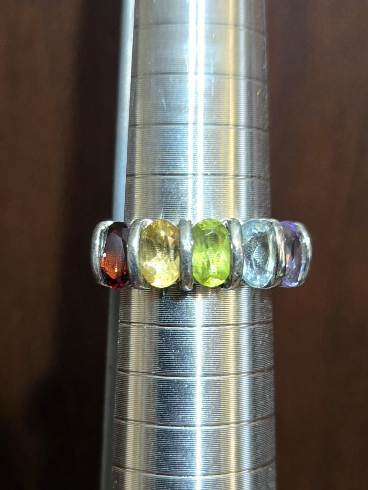 925 Sterling Silver Multi Gem Ring - image 5