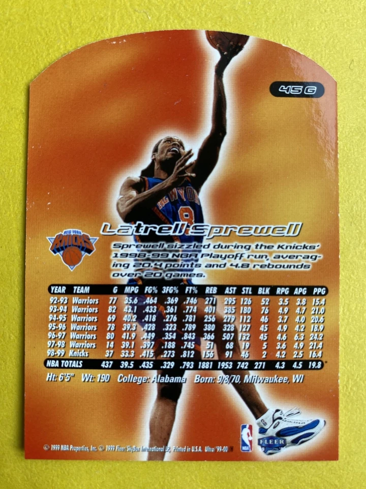 1999-00 Fleer Ultra - Latrell Sprewell #45 - Image 2 of 2