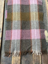 FELT WOOL Vintage 1970s Plaid Wool Scarf in Mauve, Olive,  Charcoal, by Watson