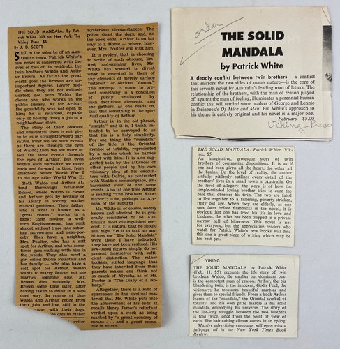 The Solid Mandala, Patrick White, 1966, 1st Edition Thus, Australian Lit., HCDJ - Foto 19 di 23