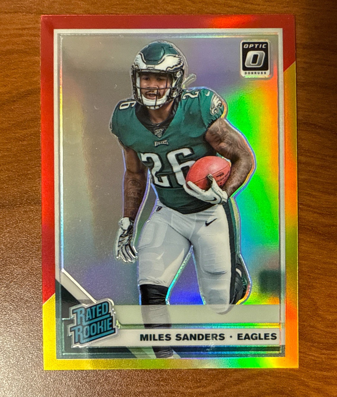 2019 Panini Donruss Optic - Rated Rookie Miles Sanders #172 Red and Yellow Prizm