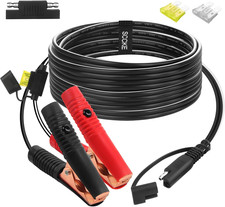 10FT 14AWG Battery Alligator Crocodile Clip to SAE Connector Extension
