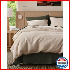 Bedsure 3 Piece 100 Cotton Waffle Duvet Cover Set Queen Beige