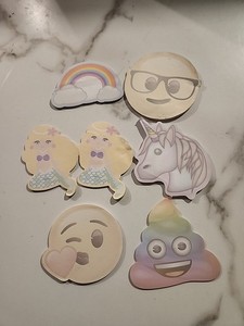 (Lot Of 7) Emoji w/ Glasses Kiss Mermaid Poop Unicorn Rainbow Sticky Note Sheets