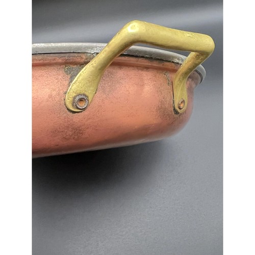 VINTAGE Copper Gratin Pan with Brass Handles 8” Diameter - Picture 5 of 10