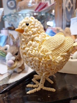  Pier 1 Holiday Baby Chick Yellow Raffia Coil Decor Hard To Find.