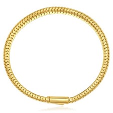 14K Yellow Gold Lite 4.5mm Oval Snake Bracelet Hollow 7.5"