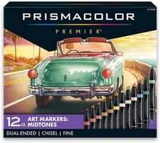 Prismacolor MIDTONES 12 Dual-Ended Art Marker, Meißel + feine Spitzen