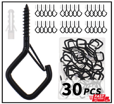 30 PCS Cup Screw-In Hanger Hooks with Safety Buckle, Windproof Screw Hooks