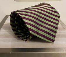 Brooks Brothers Makers All Silk Striped Repp Green and Maroon Tie Made in USA