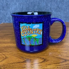 H-E-B Cafe Ole Taste of the Hill Country Coffee Mug Speckled Blue Texas 18oz