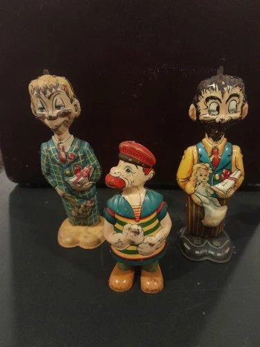 B.O. Plenty, Mortimer Snerd and Barnacle Bill Tin Windup Toys