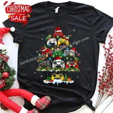 Video Game Controller Christmas Tree Shirt, Gamer Christmas Shirt, Game Chris...