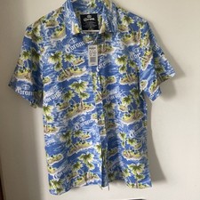 CORONA BEER SHIRT Tropical Island Hawaiian Palm Trees Button Up Sz Medium