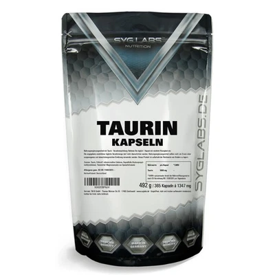 SYGLABS Taurin Kapseln - 1000mg - 365 vegane hochdosierte Kapseln - Made in Germany