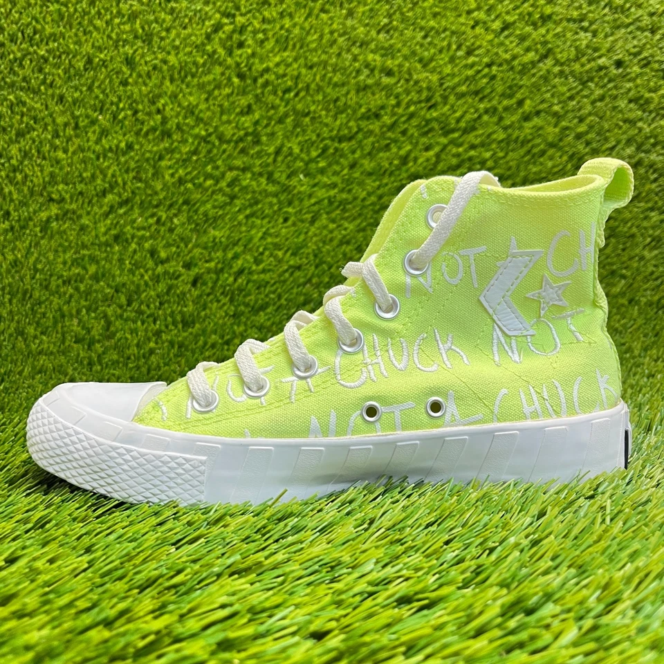 Zapatillas deportivas informales Converse UNT1TL3D altas para niños talla 5Y verdes blancas Foto 2 de 4