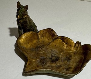 Vintage Basenji Dog Metal Trinket Dish