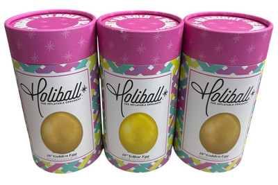 Lot of 3 Holiball Inflatable Ornaments 18'' (2) Golden Egg (1) Yellow Egg Bundle