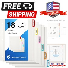 Binder Dividers with Tabs, White Sheet Protectors for 3 Ring Binder, 3 Hole P...