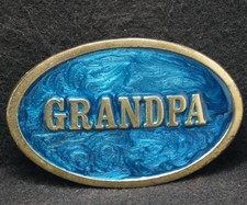 XD29130 VERY COOL VINTAGE 1982  GRANDPA  NAME FASHION MENS BRASS BELT BUCKLE