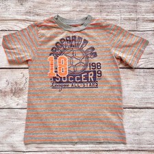 Children  s Place Grey Neon Orange Navy Soccer Graphic T-shirt Boy  s S 5 6