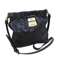 Marc by Marc Jacobs Logo Drawstring Leather Shoulder Bag in Black Women USED