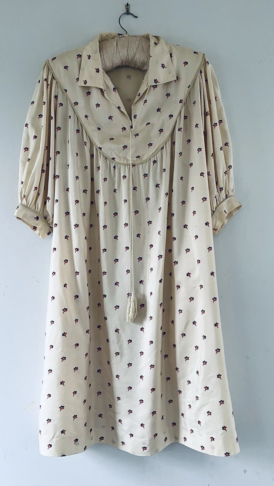 Saint Laurent — Vintage Yves Saint Laurent  1970s Russian Peasant Smock Dress W/Pockets Mint !