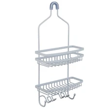Metal Shower Caddy 2 Shelf Organizer Suction Cups Hooks Rust Resistant Storage