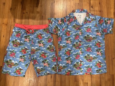 Galaxy by Harvic Men's 2-pc Hawaiian Tropical Button Shirt & Shorts Pockets XXL