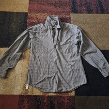 Van Heusen Fitted Gray Plaid Long Sleeve Button-Up Shirt Size 16 34/35 Men