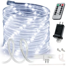 25ft Cool White LED Rope Light, 8 Modes Waterproof Outdoor Accent Lighting w/...