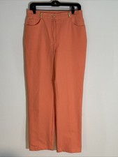 St. John Sport Marie Gray Straight Pants High Rise Size 8 Gold Logo Hardware