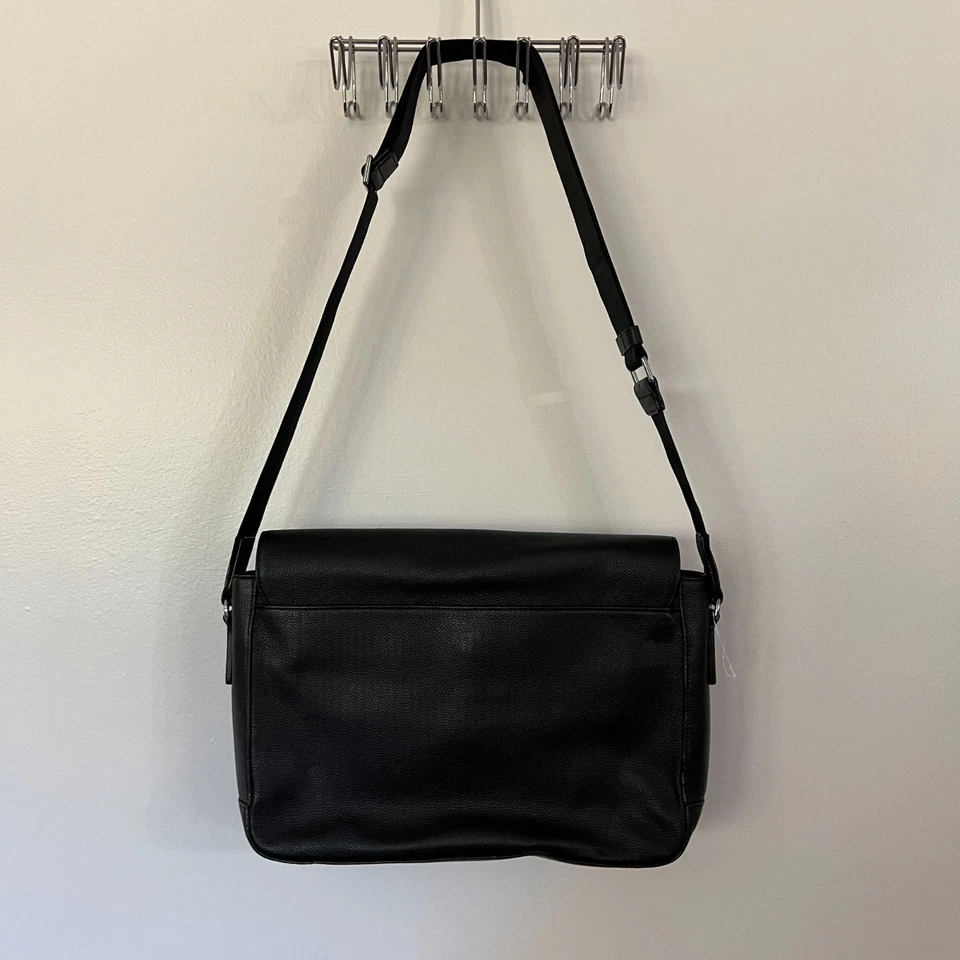 Michael Kors Black Leather Messenger Briefcase With Adjustable Strap & Interior - Image 4 of 4