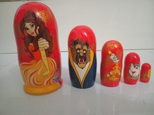 Disney Beauty & The Beast Nesting Dolls 5pc Matryoshka doll Belle Handmade Wood