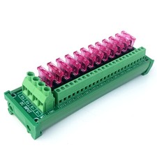 12 Position DIN Rail Mount DC Power Fuse Distribution Strip Module