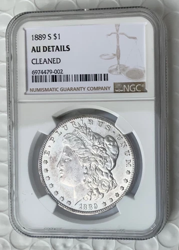 1889 S Morgan Dollar NGC AU Details Cleaned 90% Silver Key Date Coin