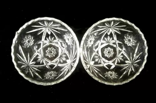 Vintage Anchor Hocking Star of David Set of 2 Clear Glass 5 1/4" Bowls