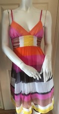 Warehouse Pure Silk Multi Colour Sleeveless Dress UK 6