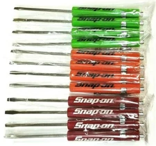 NEW 12 ASSORTED Snap-on Tools Flat Tip Pocket Screwdrivers w/Clip & Magnetic End
