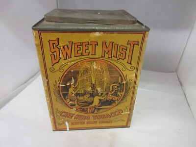 VINTAGE ADVERTISING EMPTY SWEET MIST  STORE COUNTER BIN  TOBACCO TIN   31-T