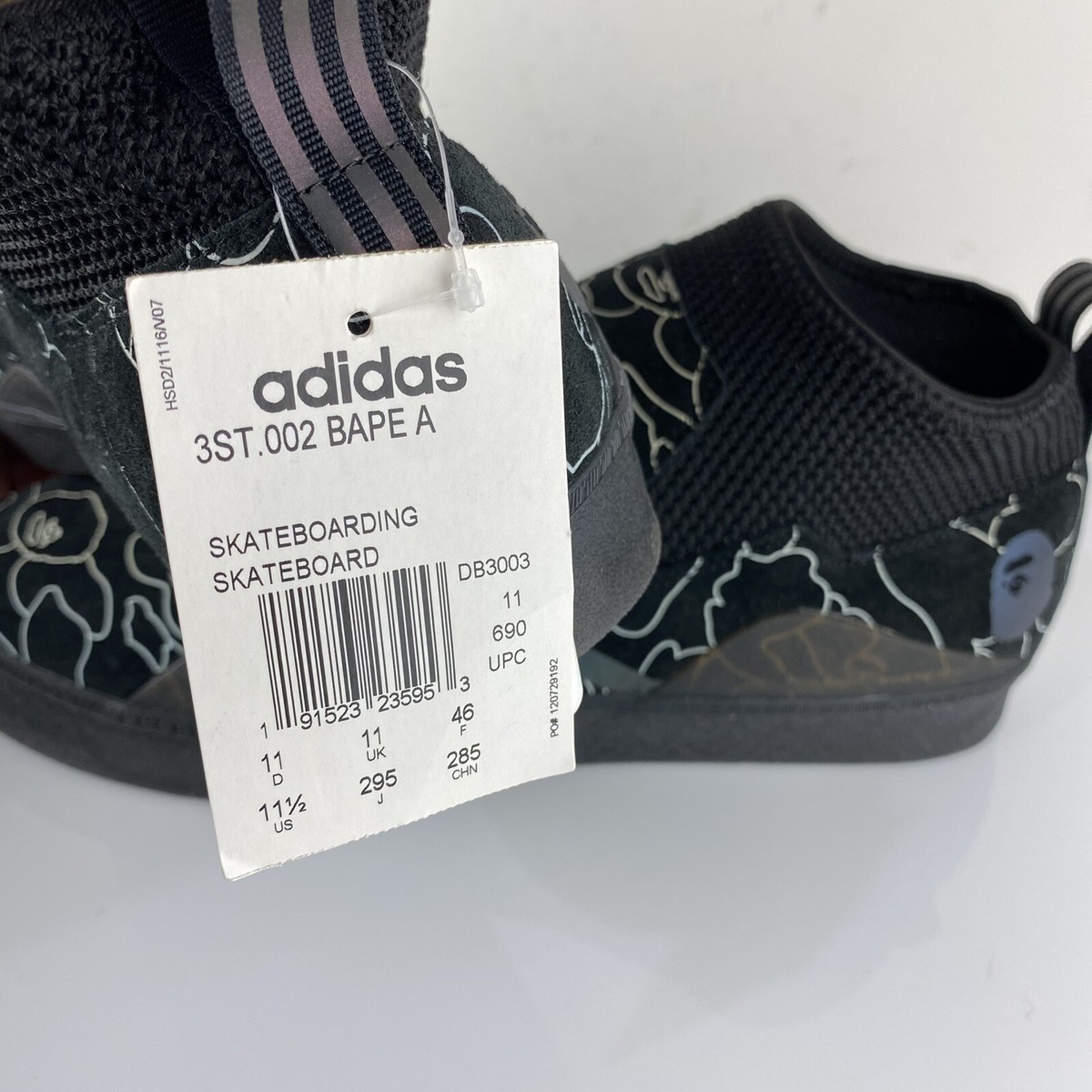 Bape Adidas 3ST.002 Men Limited Sneakers Black DB3003 Size US11.5