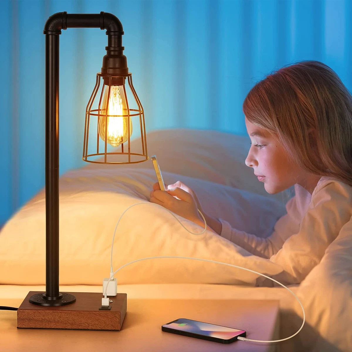 Bedside lamp with outlet and best sale usb
