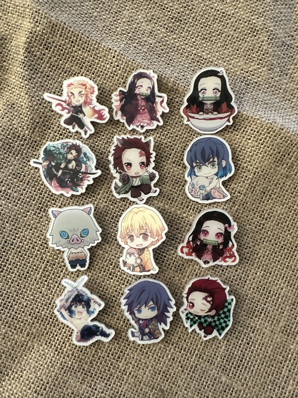 Lot Of 12  Anime Demon Slayer Figure Plastic Pins Set