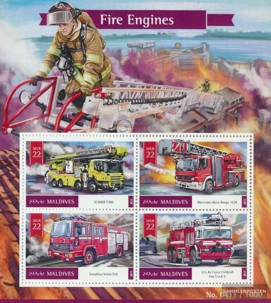 Malediven 6190-6193 Kleinbogen (kompl. Ausg.) postfrisch 2016 Feuerwehrfahrzeuge - Bild 1 von 1